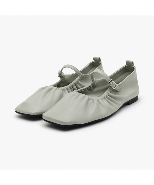 SAPPUN(サプン)の「リベラ シャーリングメリージェンフラットシューズ (1cm)(バレエシューズ・レディース・ミント/ベージュ/ブラック/シルバー/アイボリー・22.5cm/23cm/23.5cm/24cm/24.5cm/25cm/25.5cm)」の1枚目の写真