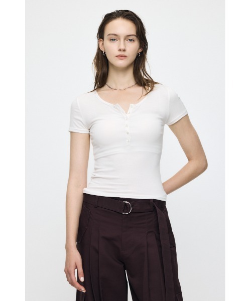 MOUSSY(マウジー)の「ES HALF SLEEVE トップス(Tシャツ/カットソー・レディース・オフホワイト/杢グレー/ブラック/ライトブルー・1/2)」の16枚目の写真