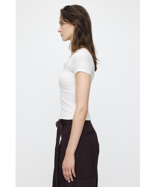 MOUSSY(マウジー)の「ES HALF SLEEVE トップス(Tシャツ/カットソー・レディース・オフホワイト/杢グレー/ブラック/ライトブルー・1/2)」の18枚目の写真