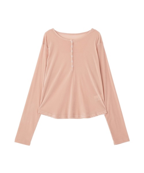 Green Parks(グリーンパークス)の「ヘンリーネックシアーベロアプルオーバー(Tシャツ/カットソー・レディース・アイボリー/ピンク/ブラック/ブラウン・FREE)」の15枚目の写真