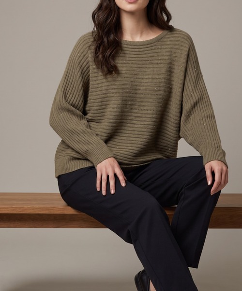 umune(ウムネ)の「横リブみがアクセントになる♪ドルマンスリーブ長袖ニットプルオーバー(ニット/セーター・レディース・ベージュ/ブラウン/アイボリー/グレー・FREE)」の7枚目の写真