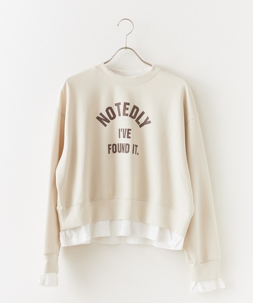 Chick(チック)の「Layered Logo Sweat / 重ね着風ロゴスウェット 夏物 夏服(スウェット・レディース・ネイビー/ナチュラル・FREE)」の1枚目の写真