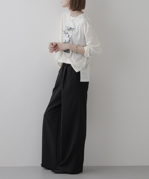 EGLANTINE(エグランティーヌ)の「EGLANTINE フォトプリント長袖カットソー(Tシャツ/カットソー・レディース・オフホワイト/モカ・38)」の6枚目の写真