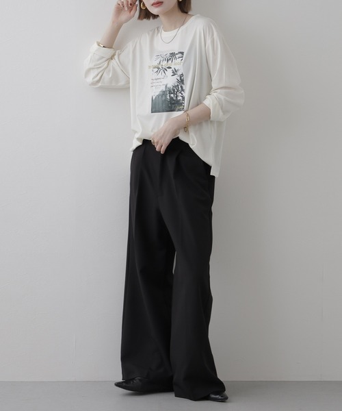 EGLANTINE(エグランティーヌ)の「EGLANTINE フォトプリント長袖カットソー(Tシャツ/カットソー・レディース・オフホワイト/モカ・38)」の7枚目の写真