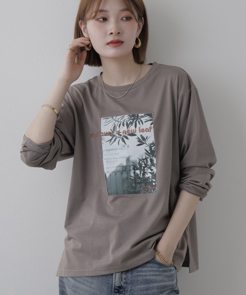 EGLANTINE(エグランティーヌ)の「EGLANTINE フォトプリント長袖カットソー(Tシャツ/カットソー・レディース・オフホワイト/モカ・38)」の12枚目の写真