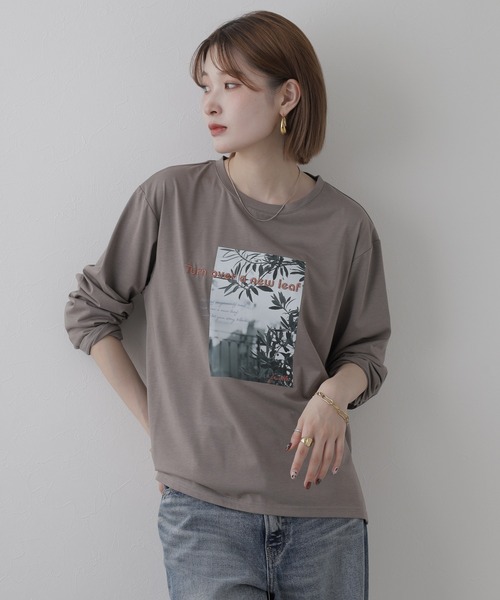 EGLANTINE(エグランティーヌ)の「EGLANTINE フォトプリント長袖カットソー(Tシャツ/カットソー・レディース・オフホワイト/モカ・38)」の13枚目の写真