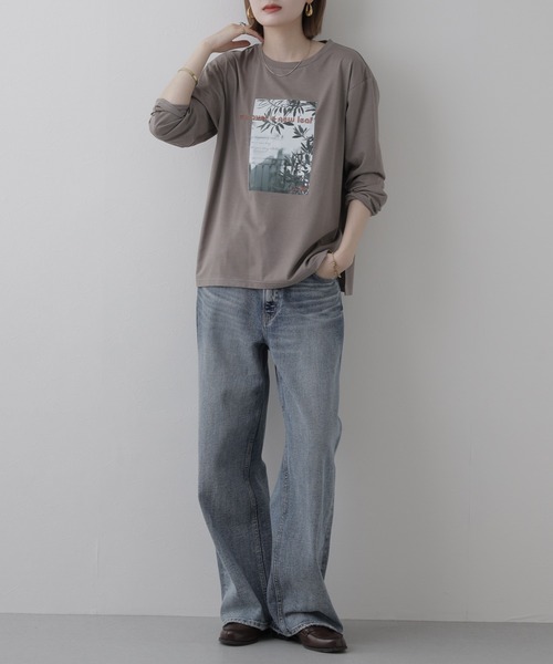 EGLANTINE(エグランティーヌ)の「EGLANTINE フォトプリント長袖カットソー(Tシャツ/カットソー・レディース・オフホワイト/モカ・38)」の14枚目の写真