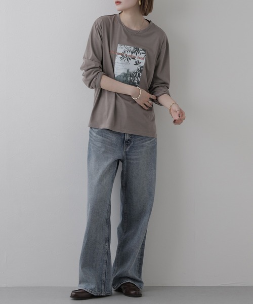 EGLANTINE(エグランティーヌ)の「EGLANTINE フォトプリント長袖カットソー(Tシャツ/カットソー・レディース・オフホワイト/モカ・38)」の16枚目の写真