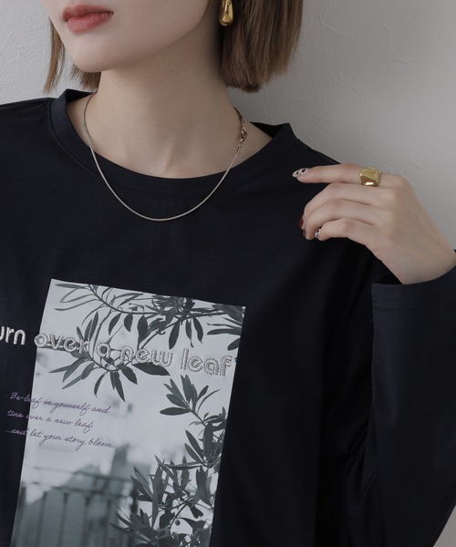 EGLANTINE(エグランティーヌ)の「EGLANTINE フォトプリント長袖カットソー(Tシャツ/カットソー・レディース・オフホワイト/モカ・38)」の19枚目の写真