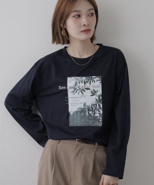 EGLANTINE(エグランティーヌ)の「EGLANTINE フォトプリント長袖カットソー(Tシャツ/カットソー・レディース・オフホワイト/モカ・38)」の21枚目の写真