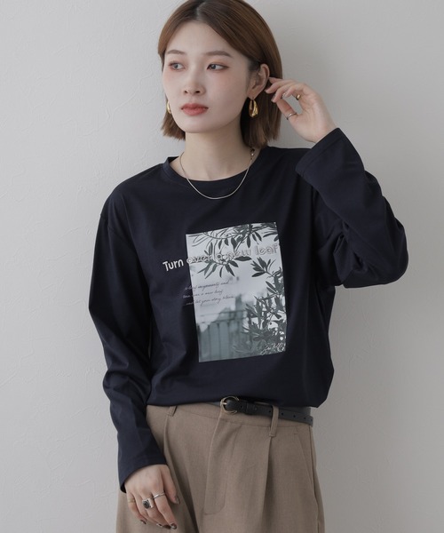 EGLANTINE(エグランティーヌ)の「EGLANTINE フォトプリント長袖カットソー(Tシャツ/カットソー・レディース・オフホワイト/モカ・38)」の22枚目の写真