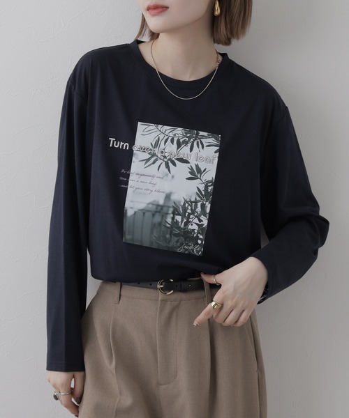 EGLANTINE(エグランティーヌ)の「EGLANTINE フォトプリント長袖カットソー(Tシャツ/カットソー・レディース・オフホワイト/モカ・38)」の17枚目の写真