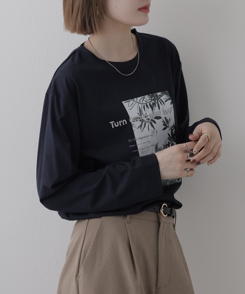 EGLANTINE(エグランティーヌ)の「EGLANTINE フォトプリント長袖カットソー(Tシャツ/カットソー・レディース・オフホワイト/モカ・38)」の18枚目の写真