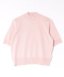 バックボタンハイネック半袖プルオーバー