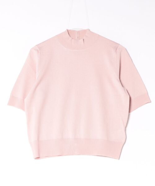 Tiara(ティアラ)の「バックボタンハイネック半袖プルオーバー(ニット/セーター・レディース・チャコールグレー/ピンク/ワインレッド/マスタード・FREE)」の1枚目の写真
