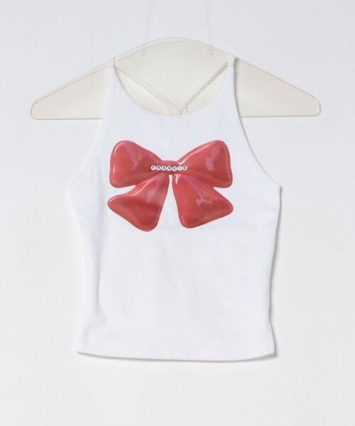 HIGHTIDEFRANKIE(ハイタイドフランキー)の「HIGHTIDEFRANKIE/ハイタイドフランキー/Ribbon Cube Halter Top(その他トップス・レディース・ホワイト/ブラック・F)」の1枚目の写真