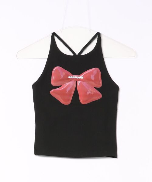 HIGHTIDEFRANKIE(ハイタイドフランキー)の「HIGHTIDEFRANKIE/ハイタイドフランキー/Ribbon Cube Halter Top(その他トップス・レディース・ホワイト/ブラック・F)」の2枚目の写真