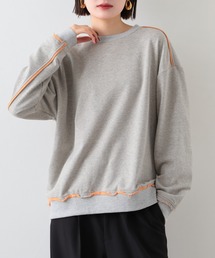 ATELANE /配色裏毛コントラストラインクルーネック
