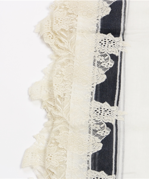 FIGARO Paris（フィガロパリ）の「VINTAGE SHADES ライン*レース ストール◆（ストール/ショール・レディース・ホワイト系その他・FREE）」の2枚目の写真