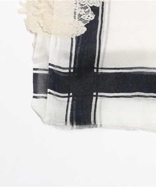 FIGARO Paris（フィガロパリ）の「VINTAGE SHADES ライン*レース ストール◆（ストール/ショール・レディース・ホワイト系その他・FREE）」の3枚目の写真