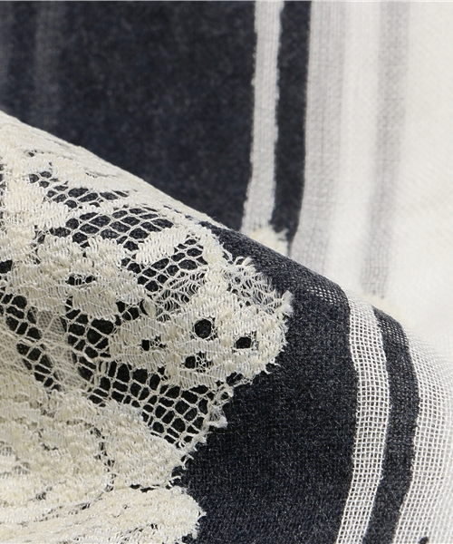 FIGARO Paris（フィガロパリ）の「VINTAGE SHADES ライン*レース ストール◆（ストール/ショール・レディース・ホワイト系その他・FREE）」の4枚目の写真