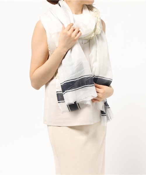 FIGARO Paris（フィガロパリ）の「VINTAGE SHADES ライン*レース ストール◆（ストール/ショール・レディース・ホワイト系その他・FREE）」の6枚目の写真