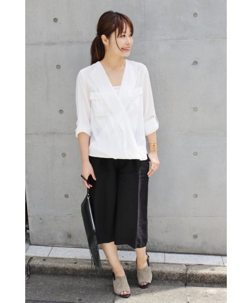 FIGARO Paris(フィガロパリ)の「カシュクール ミリタリーブラウス◆(シャツ/ブラウス・レディース・ネイビー/ホワイト/キャメル・36/38)」の18枚目の写真