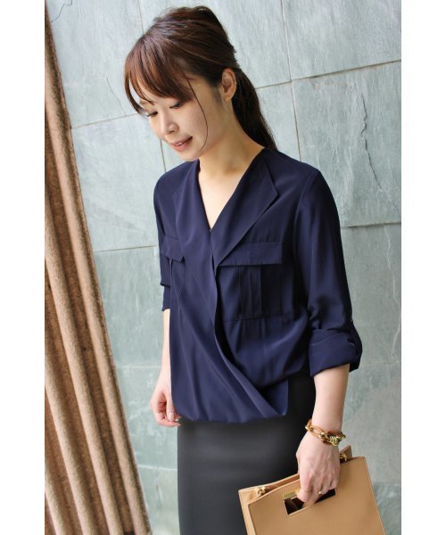 FIGARO Paris(フィガロパリ)の「カシュクール ミリタリーブラウス◆(シャツ/ブラウス・レディース・ネイビー/ホワイト/キャメル・36/38)」の12枚目の写真