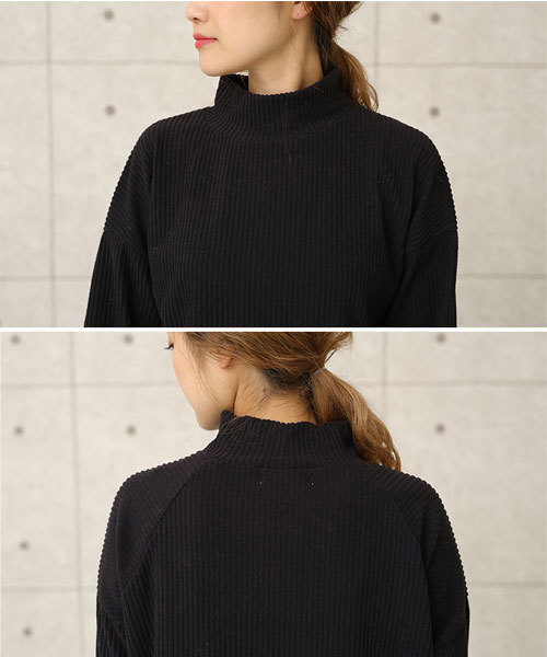 select MOCA（セレクトモカ）の「【カラバリ4色】テレコリブハイネックドロップショルダーボックスシルエット長袖トップス（ニット/セーター・レディース・ボルドー/ブラック/カーキ/グレー・FREE）」の20枚目の写真