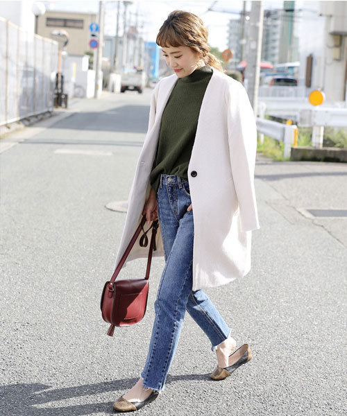 select MOCA（セレクトモカ）の「【カラバリ4色】テレコリブハイネックドロップショルダーボックスシルエット長袖トップス（ニット/セーター・レディース・ボルドー/ブラック/カーキ/グレー・FREE）」の15枚目の写真