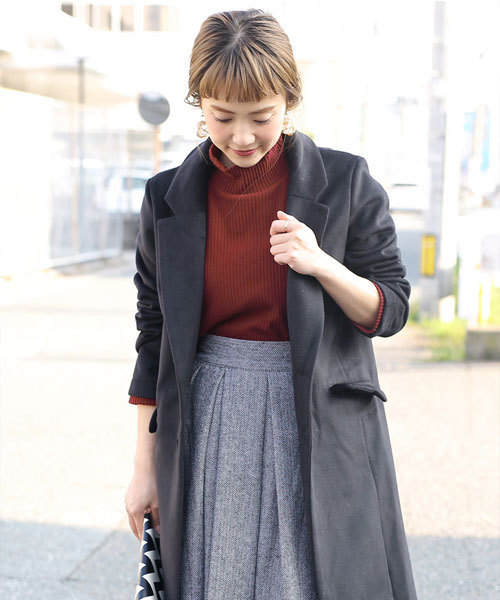 select MOCA（セレクトモカ）の「【カラバリ4色】テレコリブハイネックドロップショルダーボックスシルエット長袖トップス（ニット/セーター・レディース・ボルドー/ブラック/カーキ/グレー・FREE）」の6枚目の写真