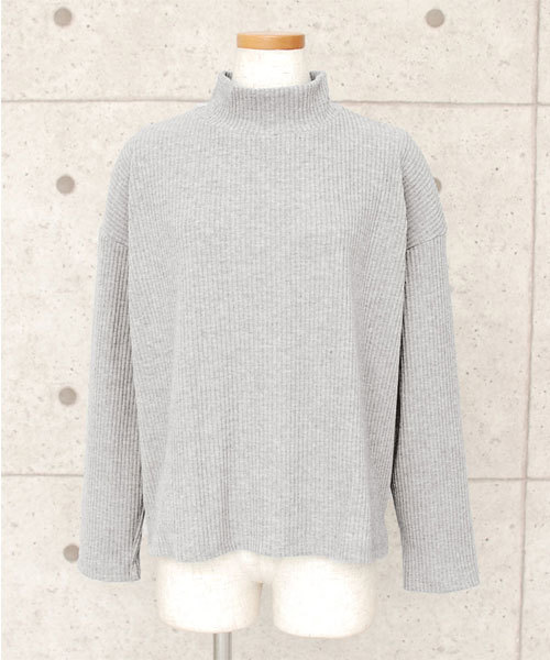 select MOCA（セレクトモカ）の「【カラバリ4色】テレコリブハイネックドロップショルダーボックスシルエット長袖トップス（ニット/セーター・レディース・ボルドー/ブラック/カーキ/グレー・FREE）」の8枚目の写真