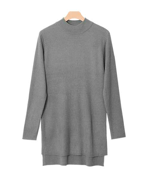 Pierrot（ピエロ）の「裾スリット入り ハイネック リブニット チュニック（ニット/セーター・レディース・ブラック×グレー/チャコール/ネイビー/ブルー系その他/グレー系その他/ブラウン系その他/グリーン/ブラック/ホワイト×グリーン/ブラック×ホワイト/ブラウン/グレー/オフホワイト・L/M）」の6枚目の写真