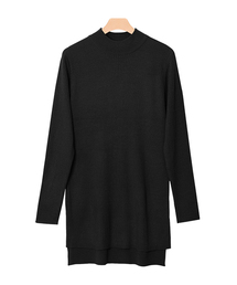 Pierrot | 裾スリット入り ハイネック リブニット チュニック(ニット/セーター)