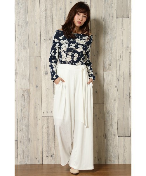 VENCEEXCHANGE（ヴァンスエクスチェンジ）の「ワイドリブニットソーベルト付きワイドパンツ（その他パンツ・レディース・ピンク/ブラック/オフホワイト/グレー・MEDIUM）」の2枚目の写真