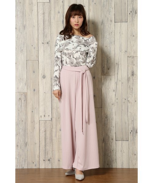 VENCEEXCHANGE（ヴァンスエクスチェンジ）の「ワイドリブニットソーベルト付きワイドパンツ（その他パンツ・レディース・ピンク/ブラック/オフホワイト/グレー・MEDIUM）」の4枚目の写真