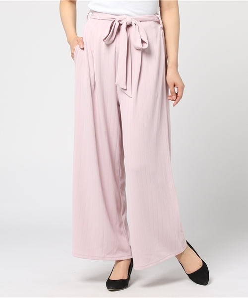 VENCEEXCHANGE（ヴァンスエクスチェンジ）の「ワイドリブニットソーベルト付きワイドパンツ（その他パンツ・レディース・ピンク/ブラック/オフホワイト/グレー・MEDIUM）」の14枚目の写真