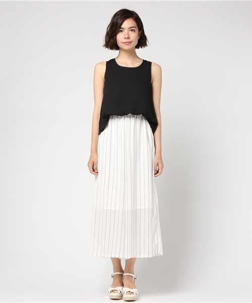 GeeRA（ジーラ）の「セットアップ風オールインワン（つなぎ/オールインワン・レディース・ブラック系その他/ピンクベージュ/ブラック×ホワイト/ホワイト・SMALL/MEDIUM/X-LARGE/LARGE）」の5枚目の写真