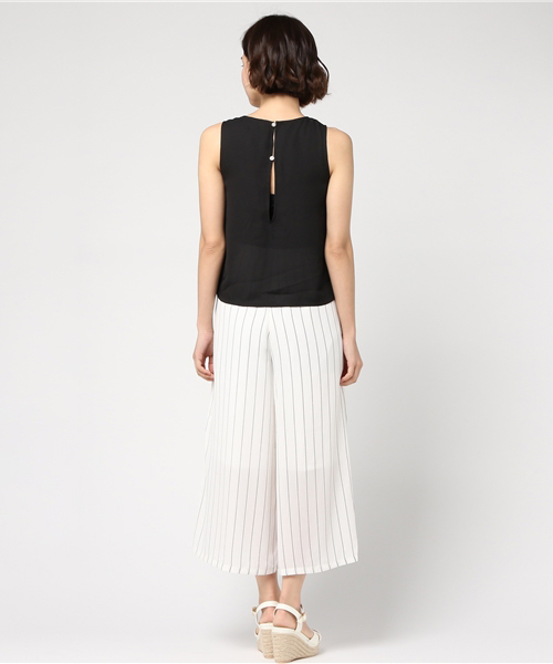 GeeRA（ジーラ）の「セットアップ風オールインワン（つなぎ/オールインワン・レディース・ブラック系その他/ピンクベージュ/ブラック×ホワイト/ホワイト・SMALL/MEDIUM/X-LARGE/LARGE）」の7枚目の写真