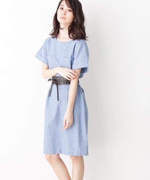 grove(グローブ)の「◆サッシュベルト付きポケットワンピース(ワンピース・レディース・ベージュ/ブルー/グリーン・03/02)」の3枚目の写真