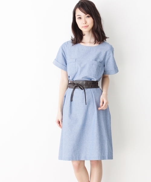 grove(グローブ)の「◆サッシュベルト付きポケットワンピース(ワンピース・レディース・ベージュ/ブルー/グリーン・03/02)」の4枚目の写真