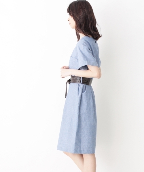 grove(グローブ)の「◆サッシュベルト付きポケットワンピース(ワンピース・レディース・ベージュ/ブルー/グリーン・03/02)」の5枚目の写真