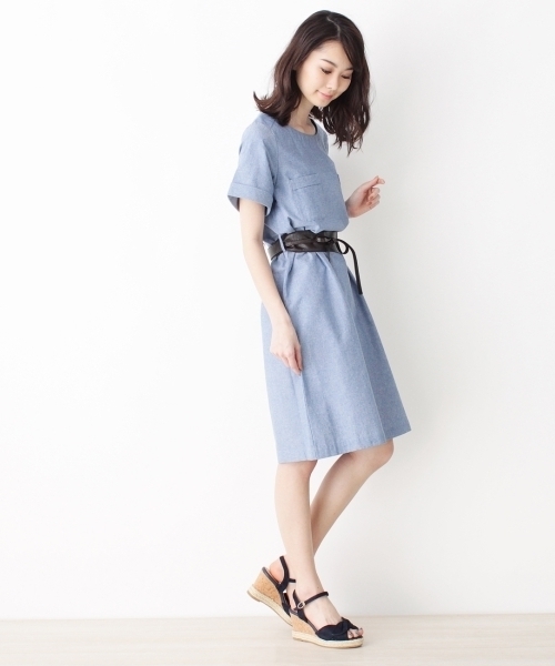 grove(グローブ)の「◆サッシュベルト付きポケットワンピース(ワンピース・レディース・ベージュ/ブルー/グリーン・03/02)」の12枚目の写真