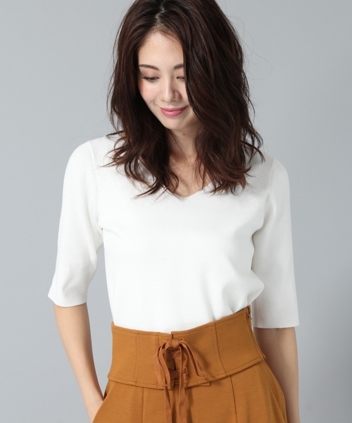 Andemiu（アンデミュウ）の「アクセツキソウバリ５Sプルオーバー768011（ニット/セーター・レディース・グレー/オフホワイト/ブラック・FREE）」の12枚目の写真