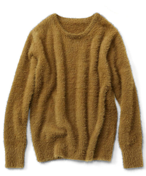 IEDIT(イディット)の「IEDIT シックカラーの洗練フェザーヤーンニットプルオーバー(ニット/セーター・レディース・ブラウン/グリーン/キャメル・SMALL/MEDIUM/LARGE/X-LARGE/XX-LARGE)」の3枚目の写真