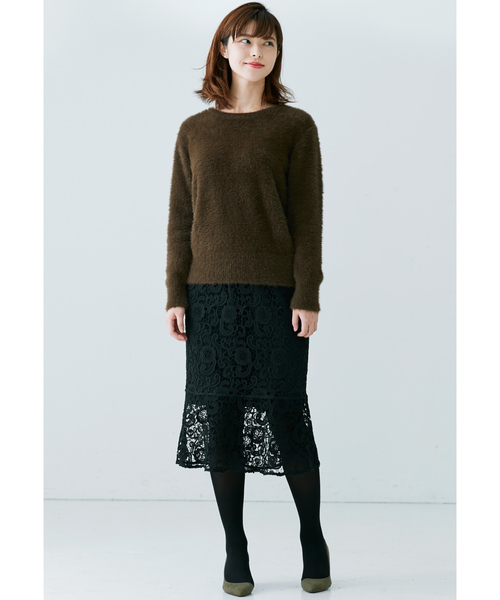 IEDIT(イディット)の「IEDIT シックカラーの洗練フェザーヤーンニットプルオーバー(ニット/セーター・レディース・ブラウン/グリーン/キャメル・SMALL/MEDIUM/LARGE/X-LARGE/XX-LARGE)」の7枚目の写真