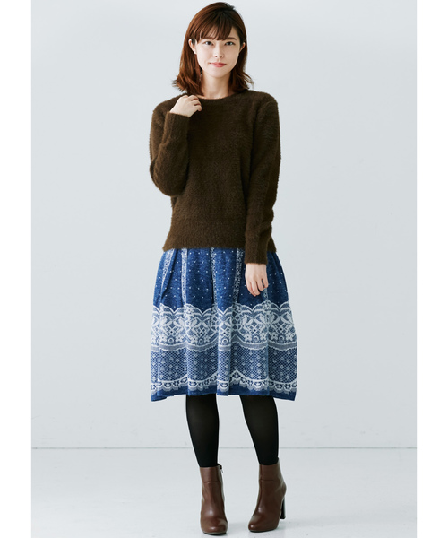 IEDIT(イディット)の「IEDIT シックカラーの洗練フェザーヤーンニットプルオーバー(ニット/セーター・レディース・ブラウン/グリーン/キャメル・SMALL/MEDIUM/LARGE/X-LARGE/XX-LARGE)」の15枚目の写真