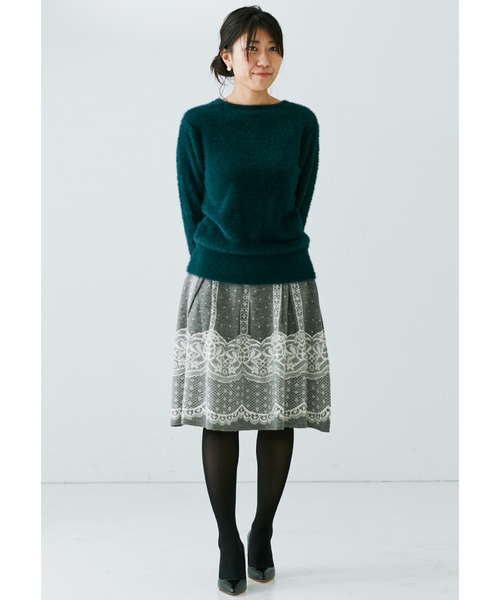 IEDIT(イディット)の「IEDIT シックカラーの洗練フェザーヤーンニットプルオーバー(ニット/セーター・レディース・ブラウン/グリーン/キャメル・SMALL/MEDIUM/LARGE/X-LARGE/XX-LARGE)」の5枚目の写真