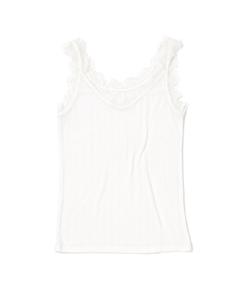 laboratory work（ラボラトリーワーク）の「ヒゲレース２wayキャミソール（キャミソール・レディース・オフホワイト/ブラック/グレー・MEDIUM）」の2枚目の写真