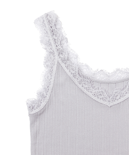 laboratory work（ラボラトリーワーク）の「ヒゲレース２wayキャミソール（キャミソール・レディース・オフホワイト/ブラック/グレー・MEDIUM）」の6枚目の写真